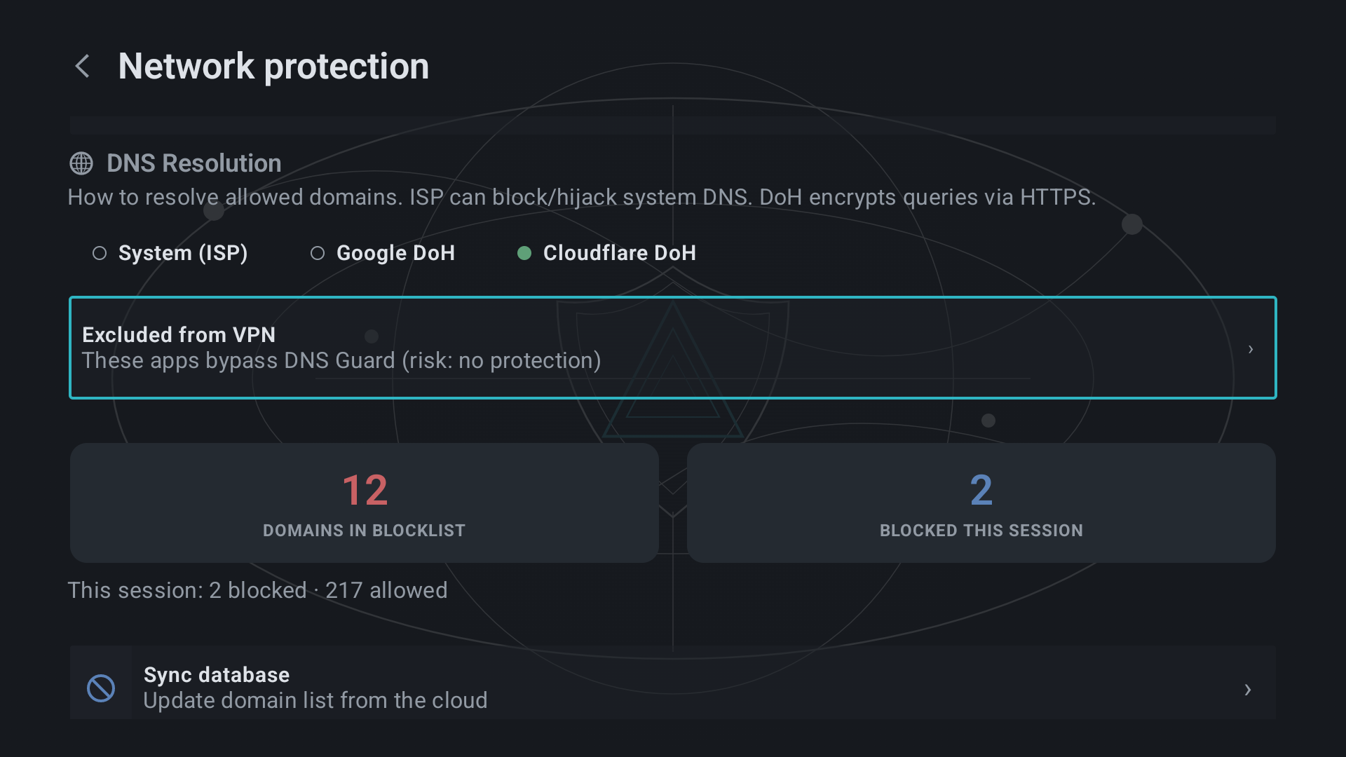 DNS Guard screen